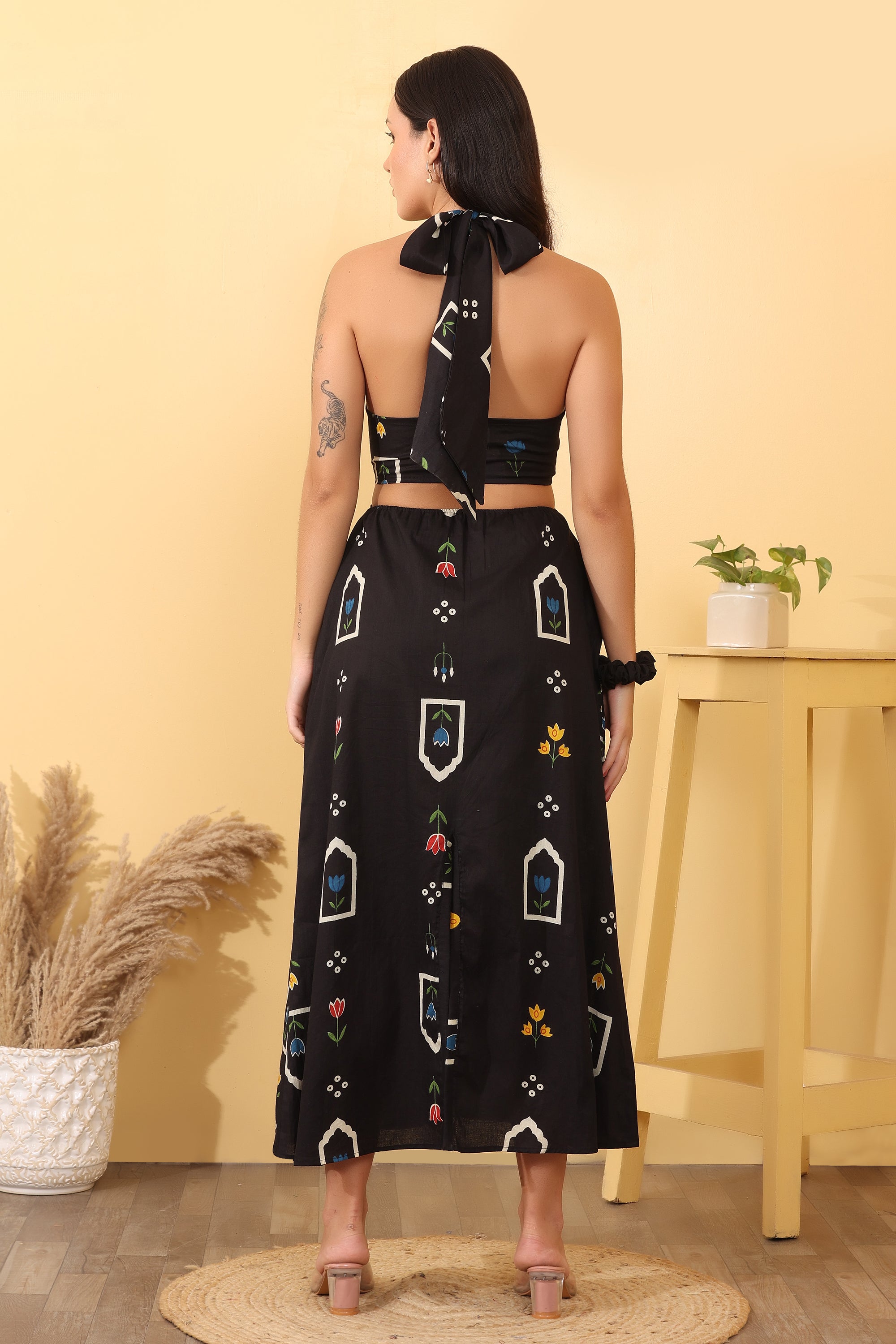 Women Black Printed Cotton Maxi Dress – Stylish Summer Outfit
