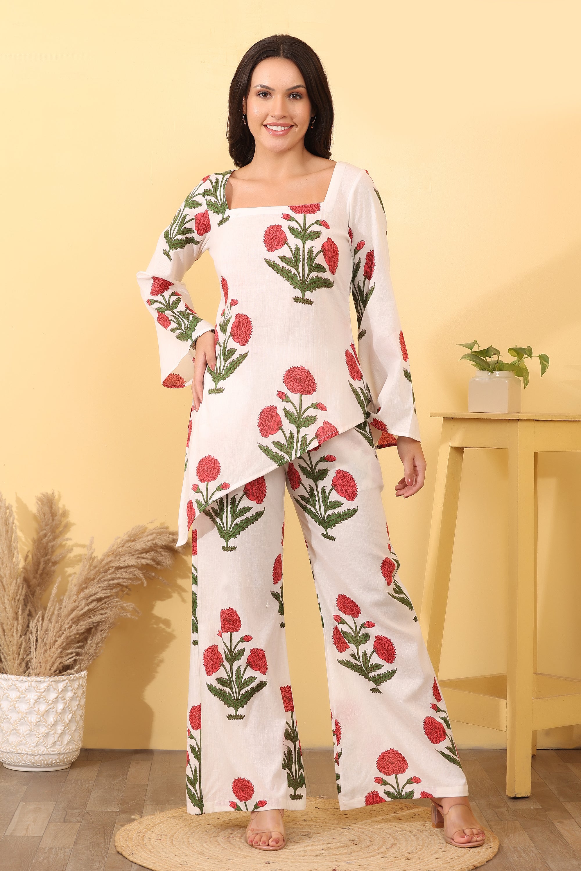 Floral Cotton Co-Ord Set – Elegant & Comfortable Outfit