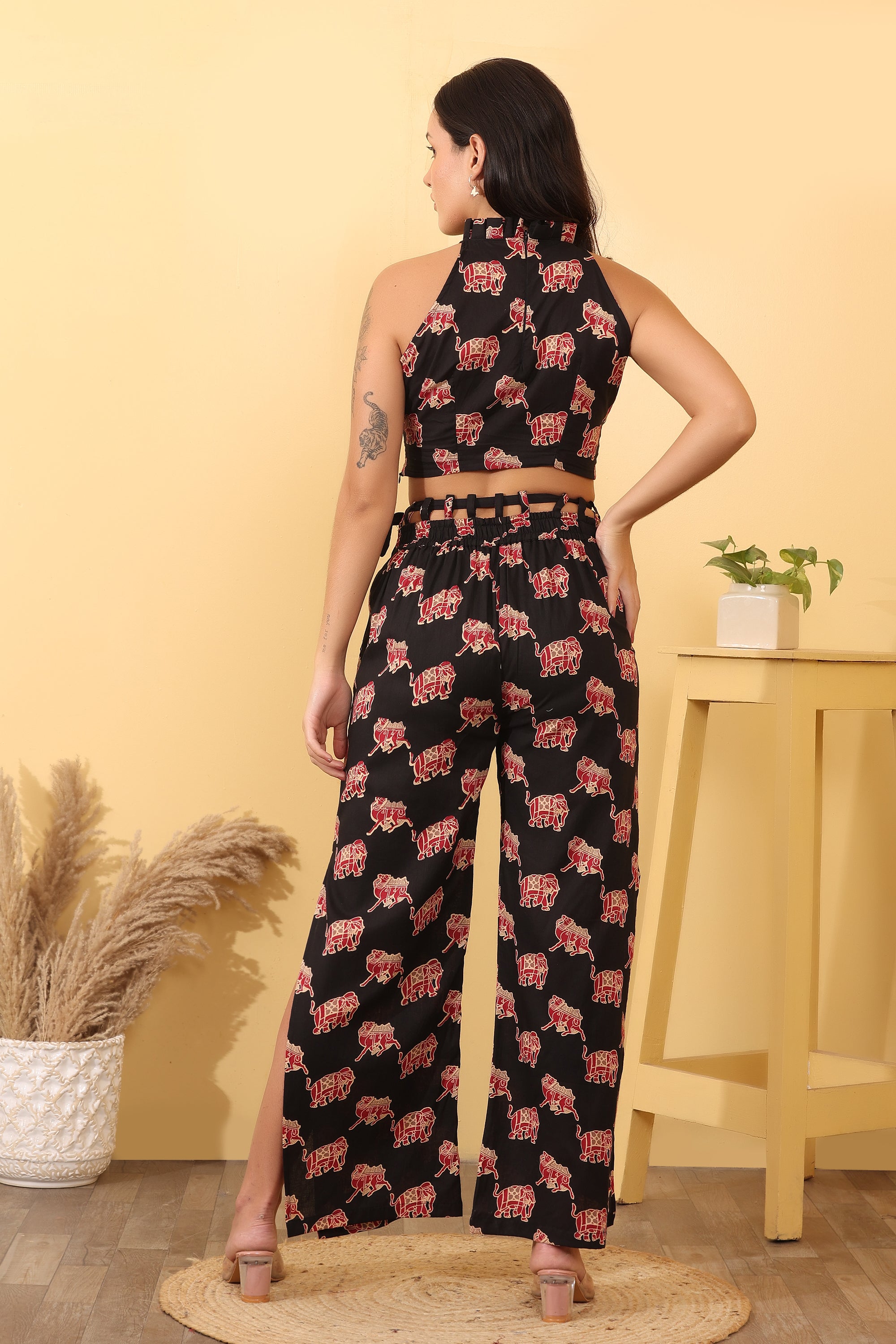 Women Cotton Elephant Print Co-Ord Set – Trendy & Comfortable Outfit