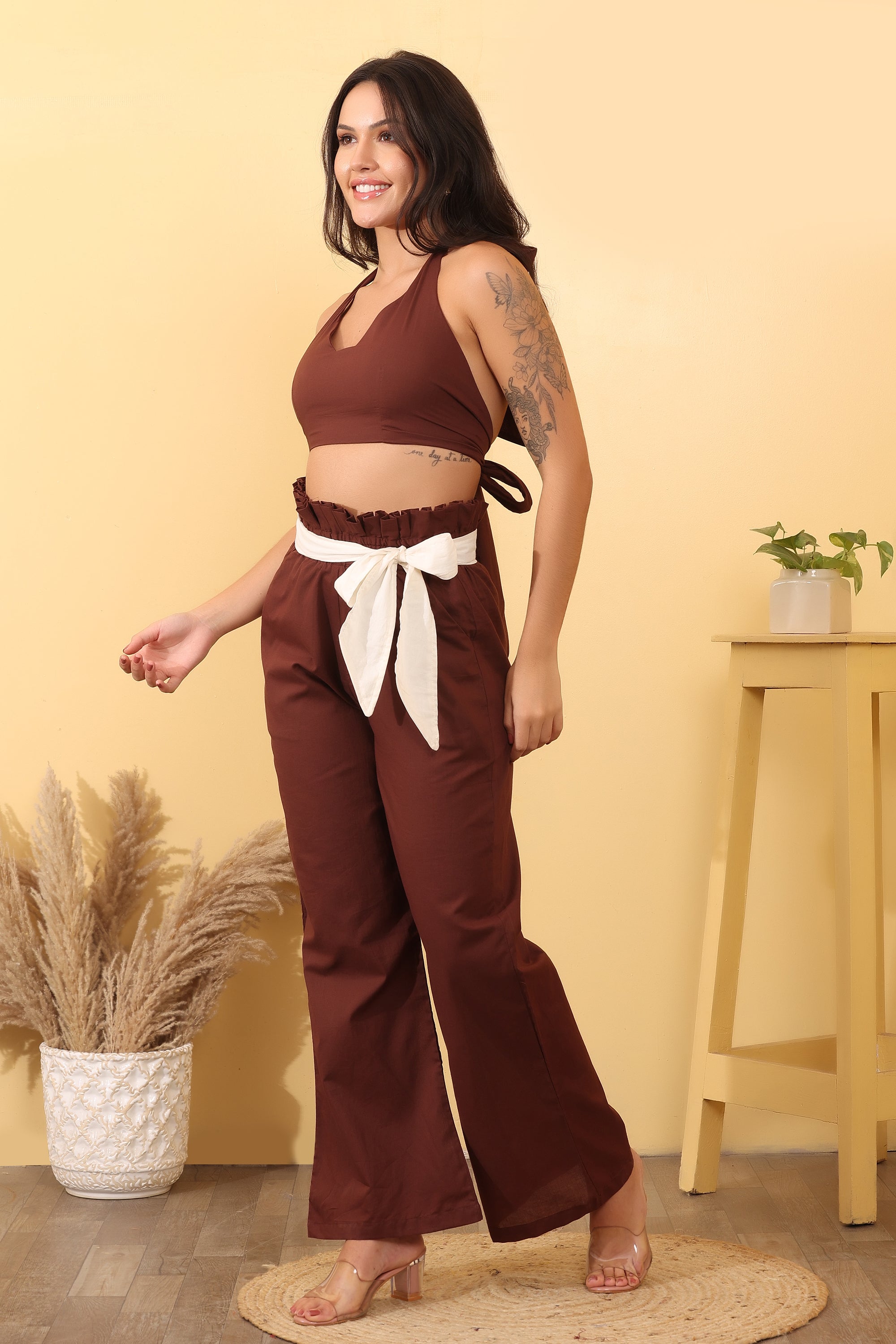 Women Cotton Halter Neck Co-Ord Set – Stylish & Comfortable Outfit