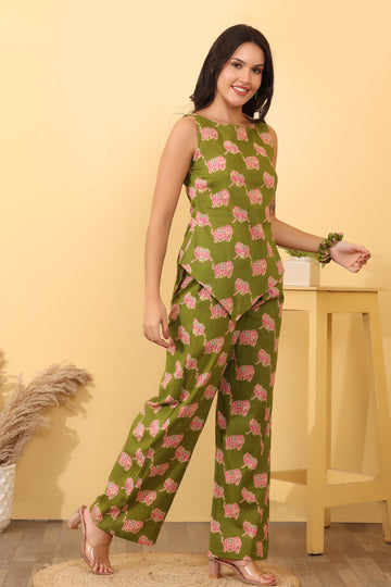 Cotton Elephant Print Co-Ord Set – Stylish & Comfortable Outfit