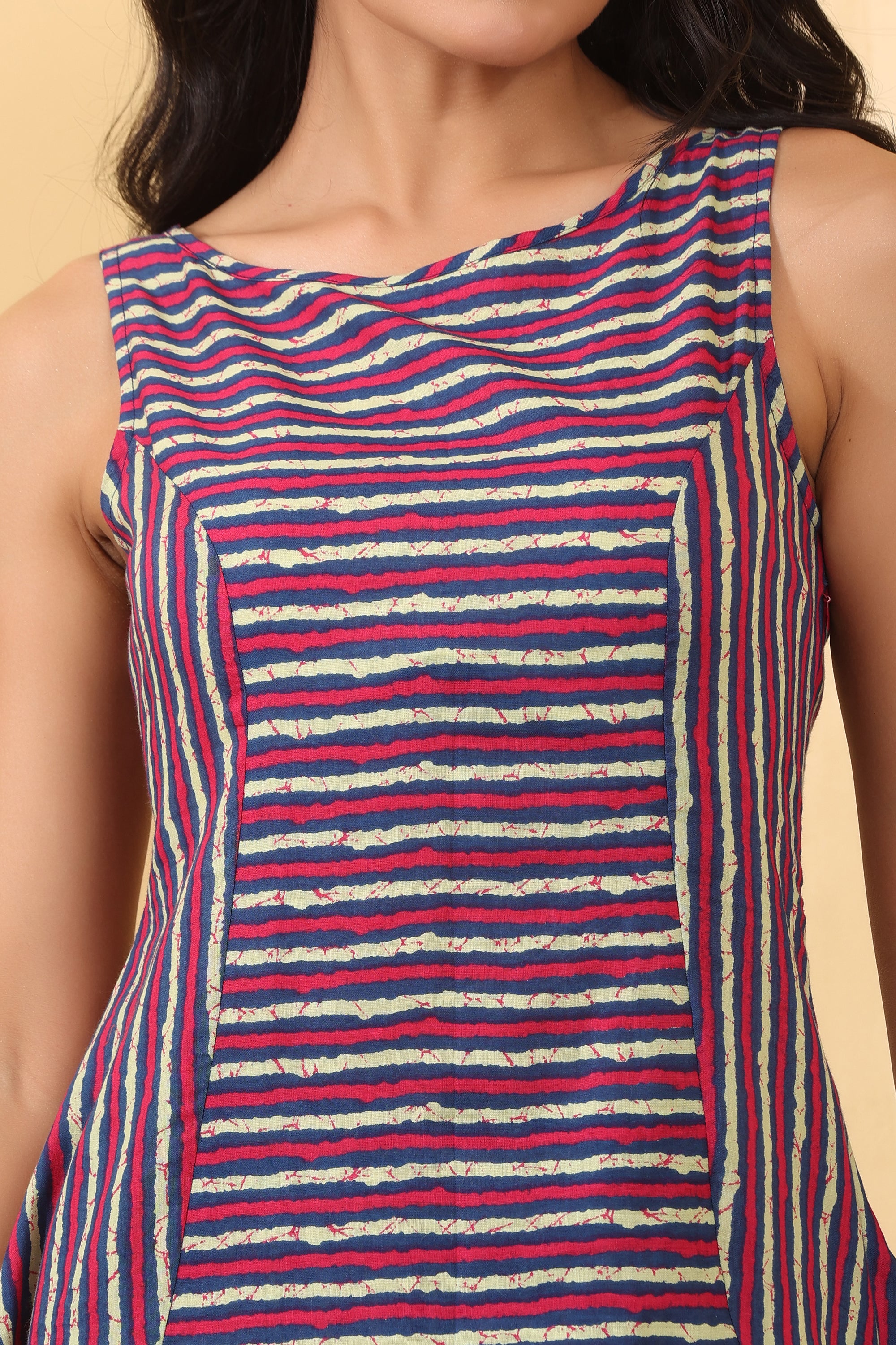 Artistic Lines Co-Ord Set for Women | Striped Sleeveless Top & Pants Set