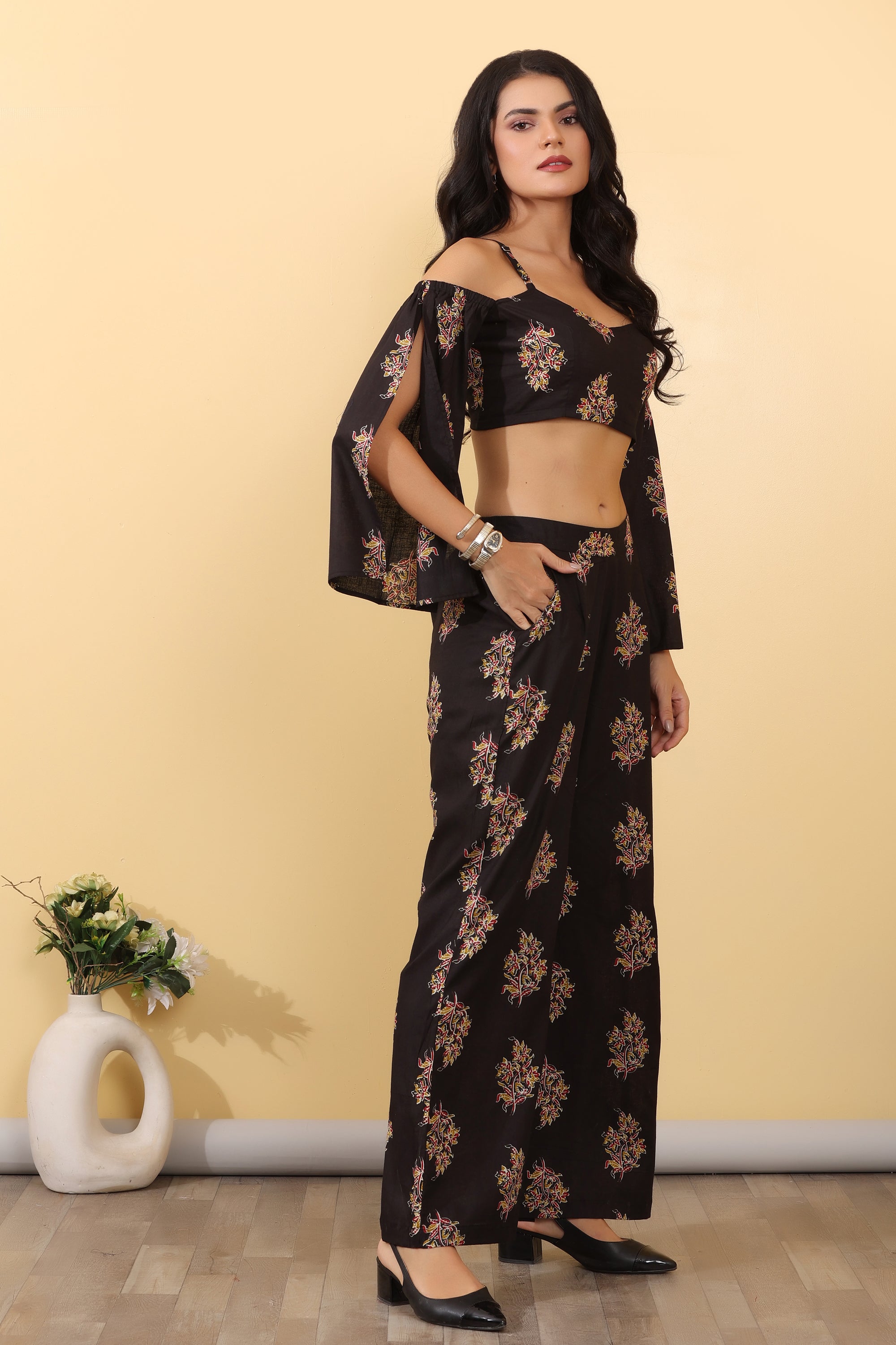 Elipse Printed Co-Ord Set for Women | Stylish Black Printed Western Wear