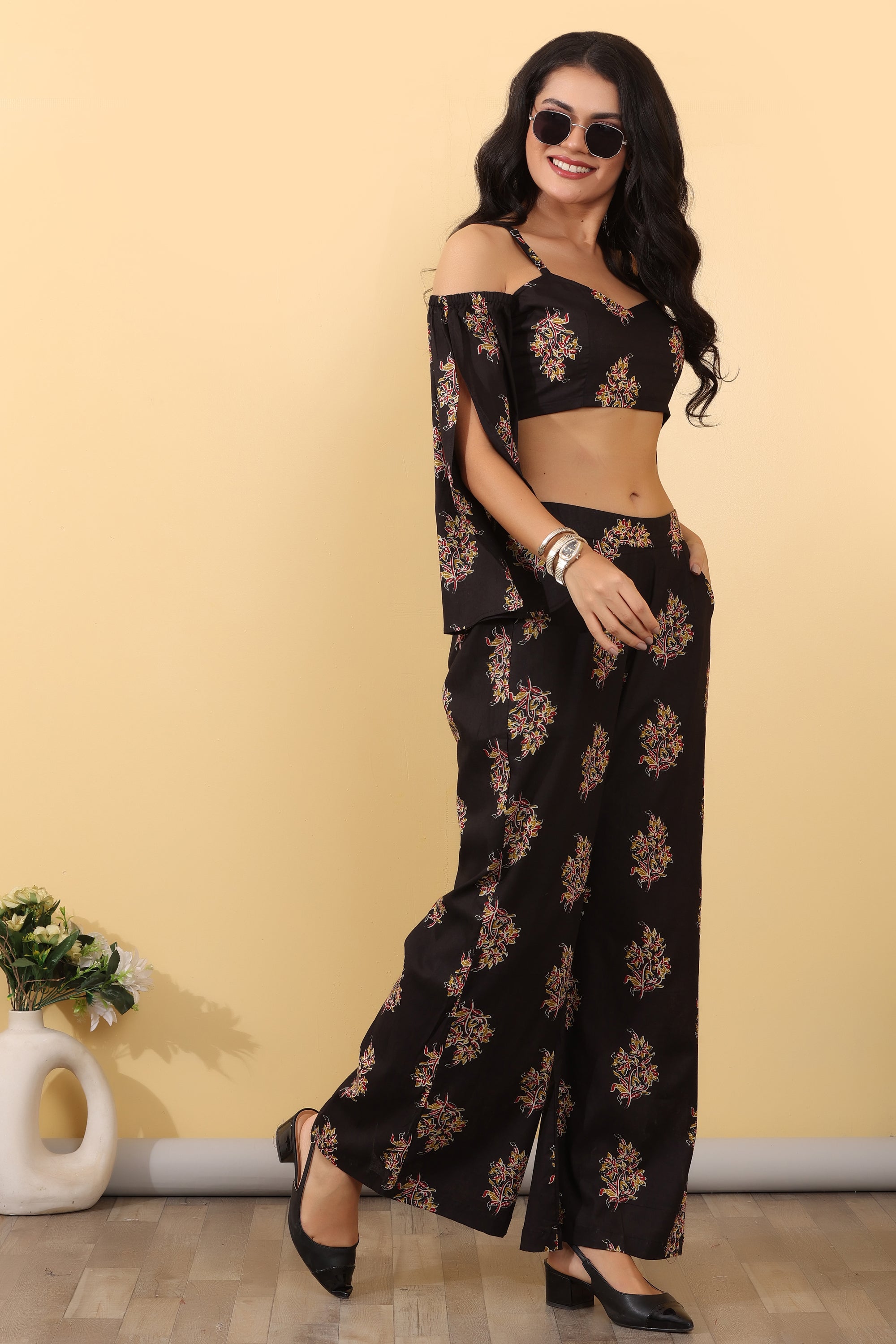 Elipse Printed Co-Ord Set for Women | Stylish Black Printed Western Wear