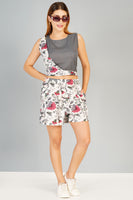 Ethnoza Grey & Floral Sleeveless Dress – Urban Bloom Edition