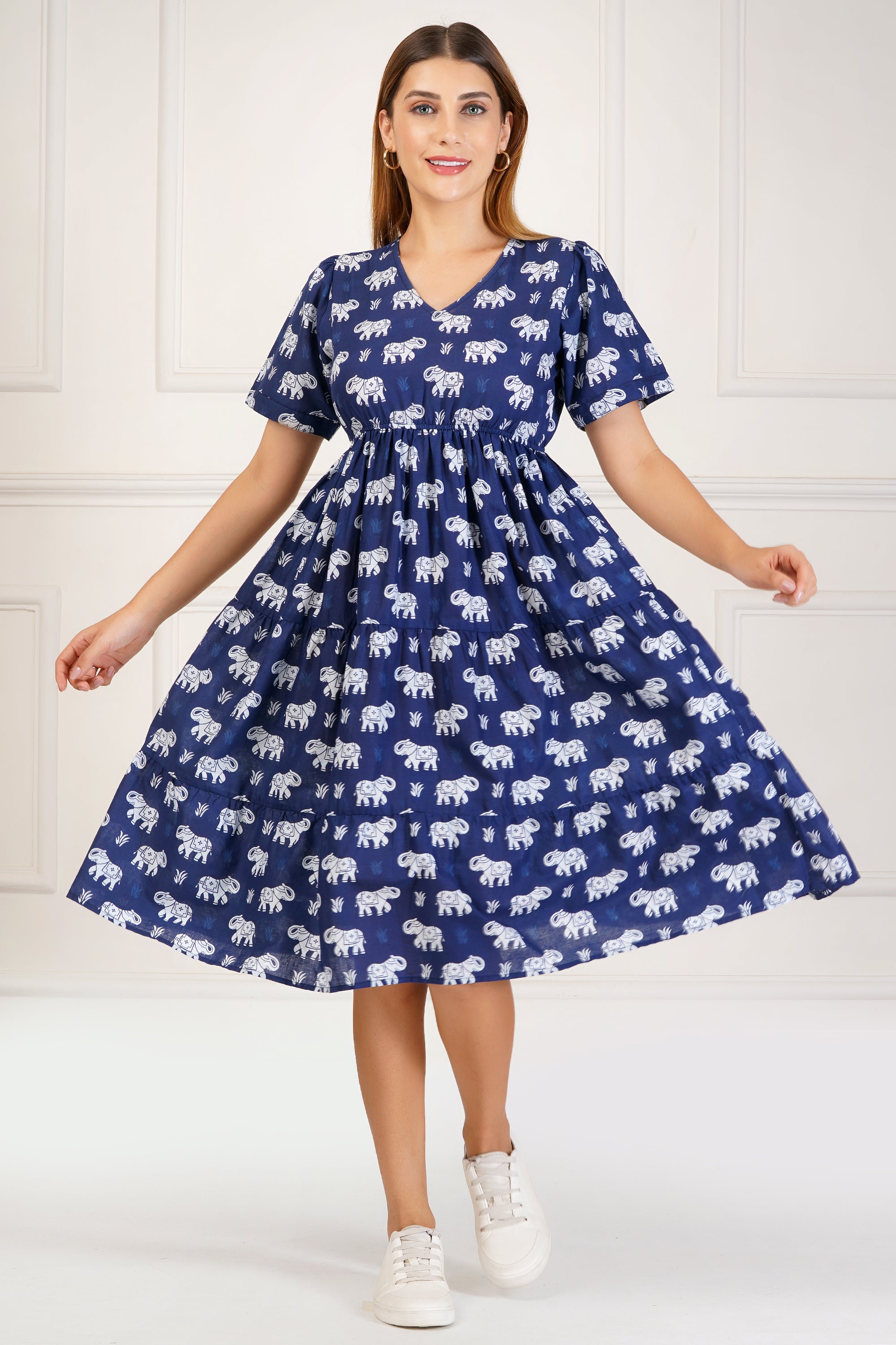 Indigo PRINT DRESS FREE SIZE