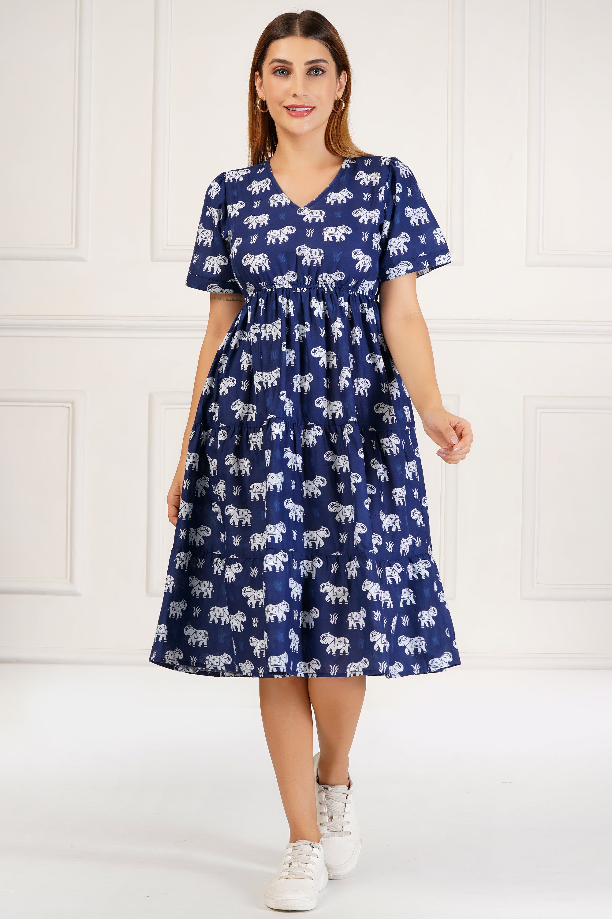 Indigo PRINT DRESS FREE SIZE
