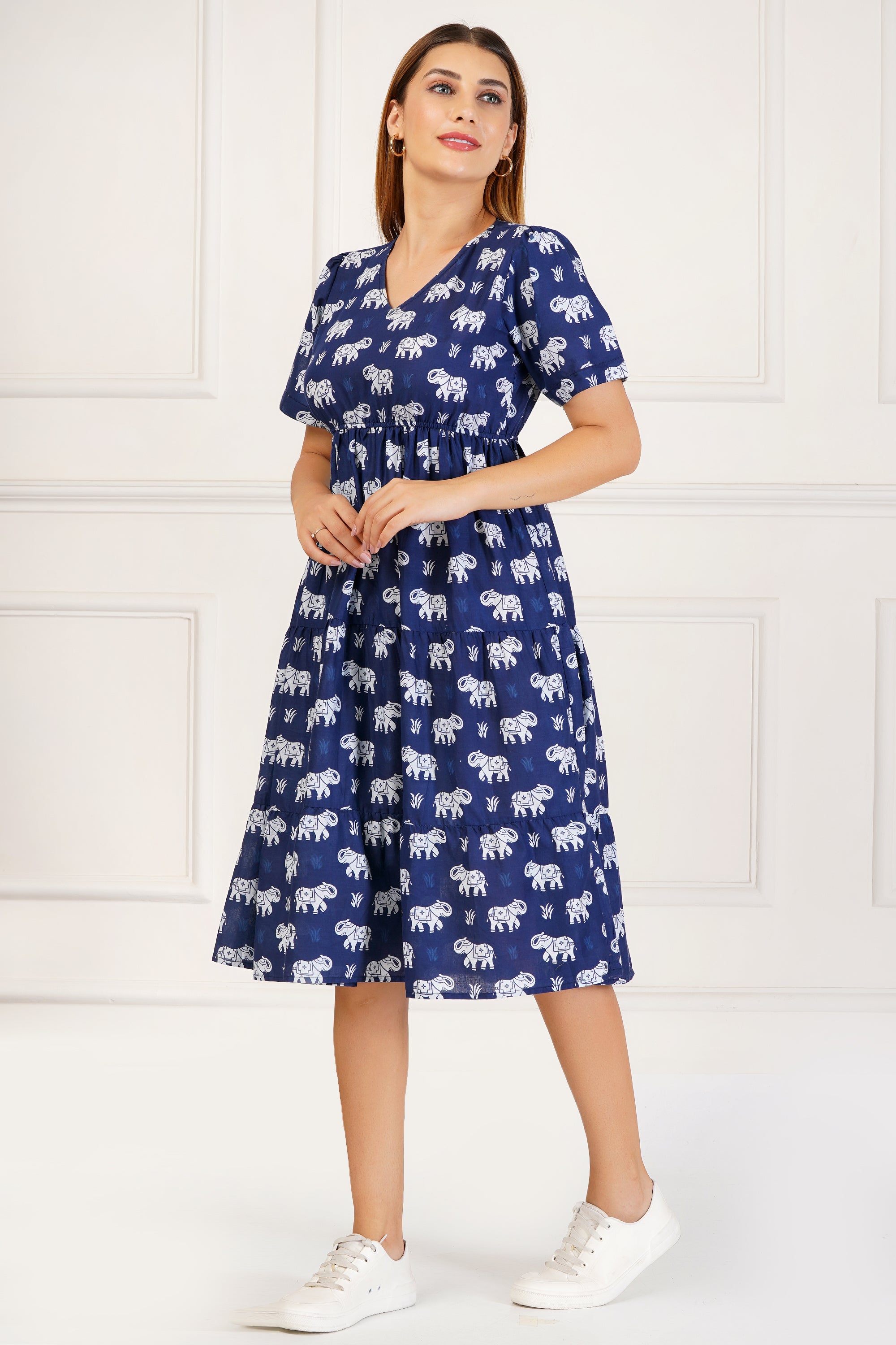 Indigo PRINT DRESS FREE SIZE