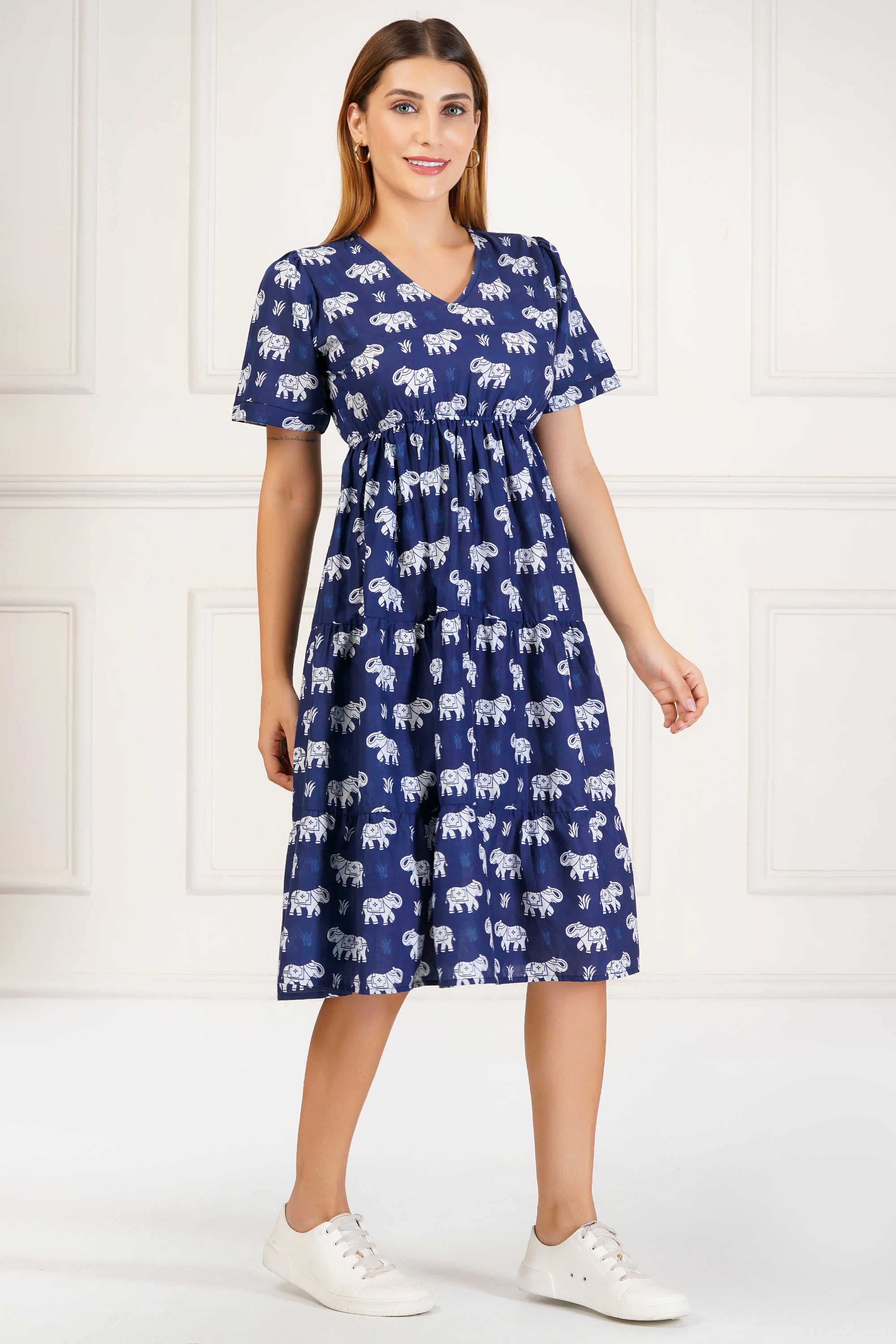 Indigo PRINT DRESS FREE SIZE