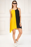 Women's Yellow & Black Colorblock Sleeveless Dress – Bold Fusion Edit