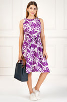 Women's Purple Tropical Print Sleeveless Dress – Island Bloom Collection