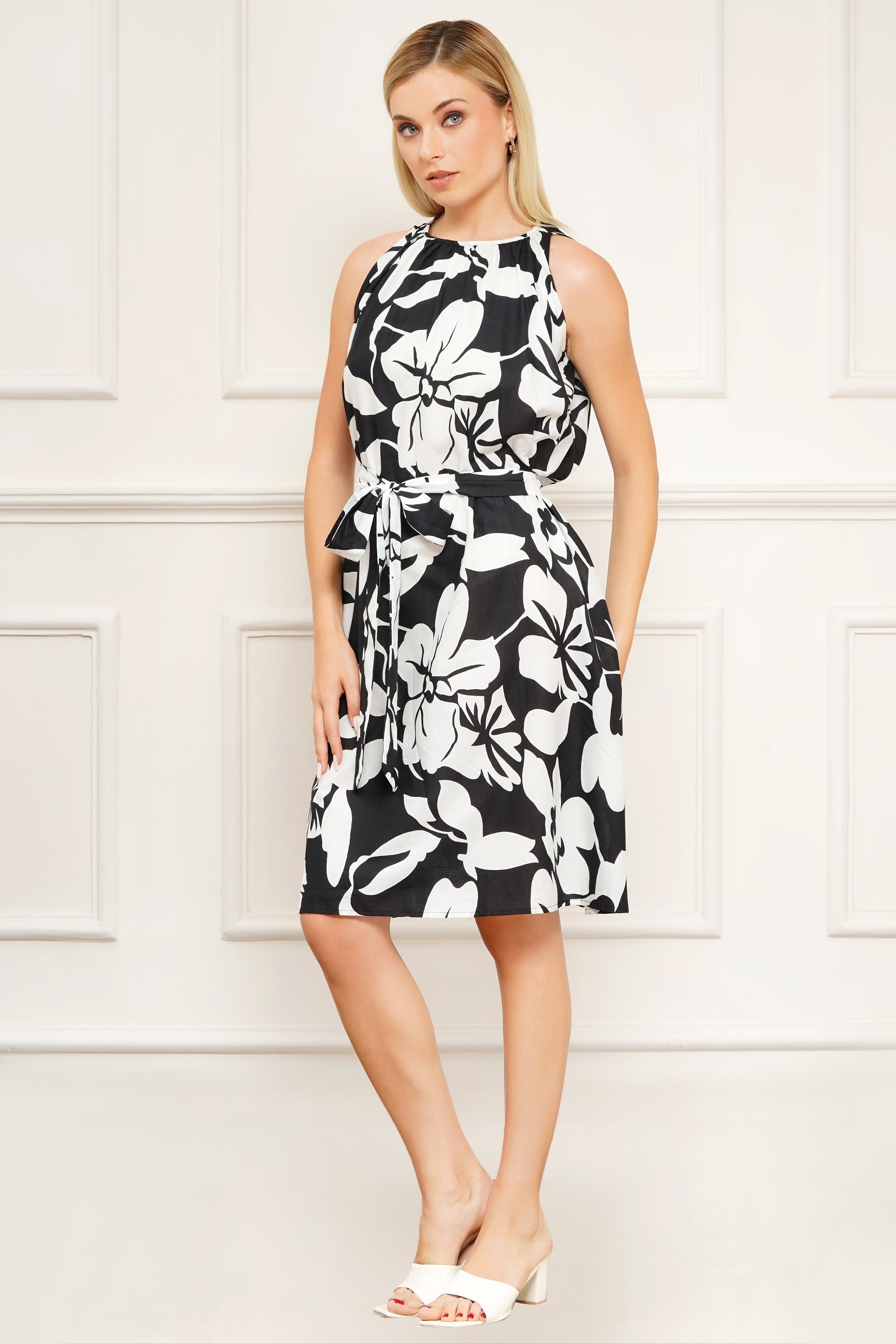 Black Floral print Aline dress