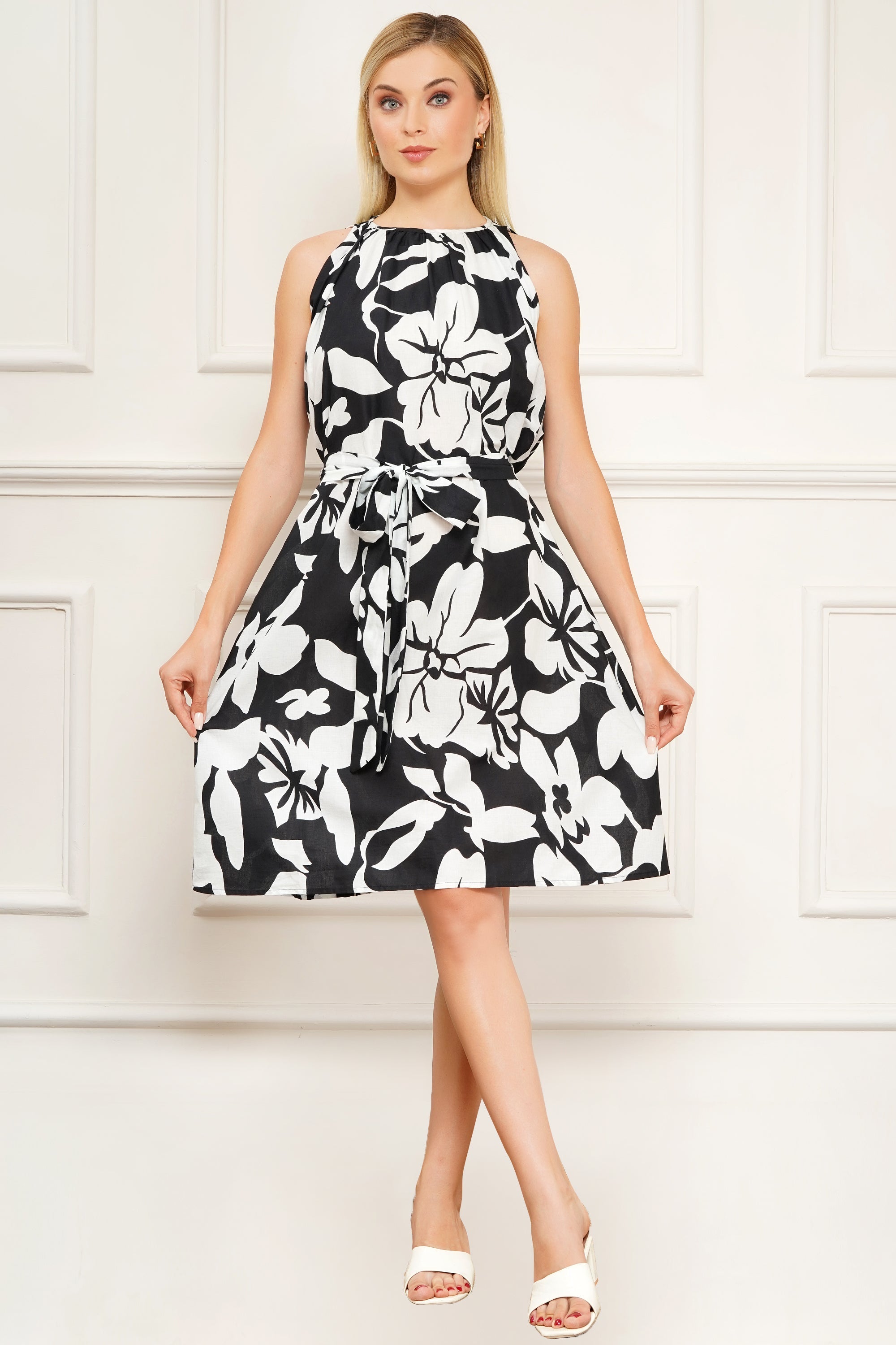 Black Floral print Aline dress