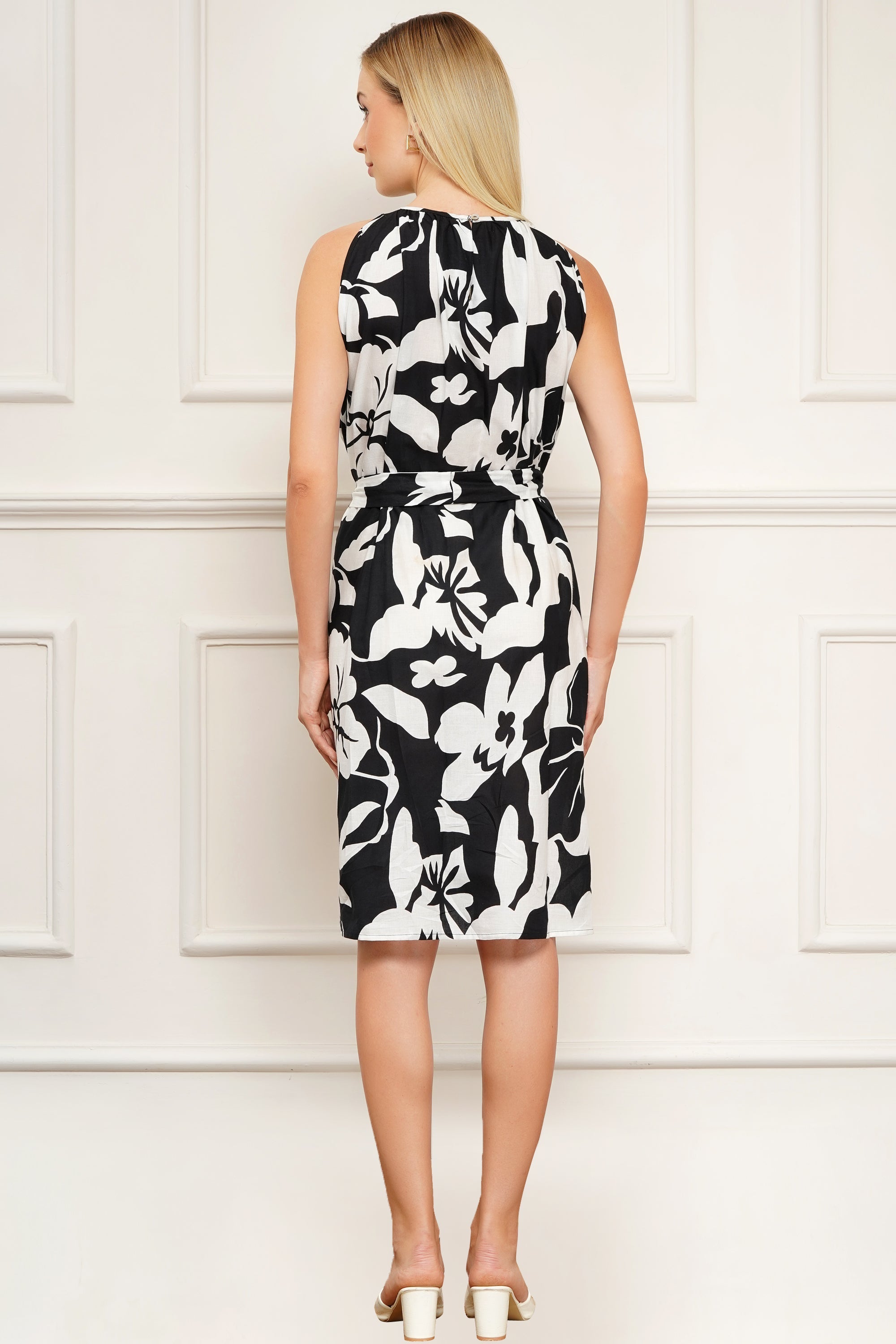 Black Floral print Aline dress