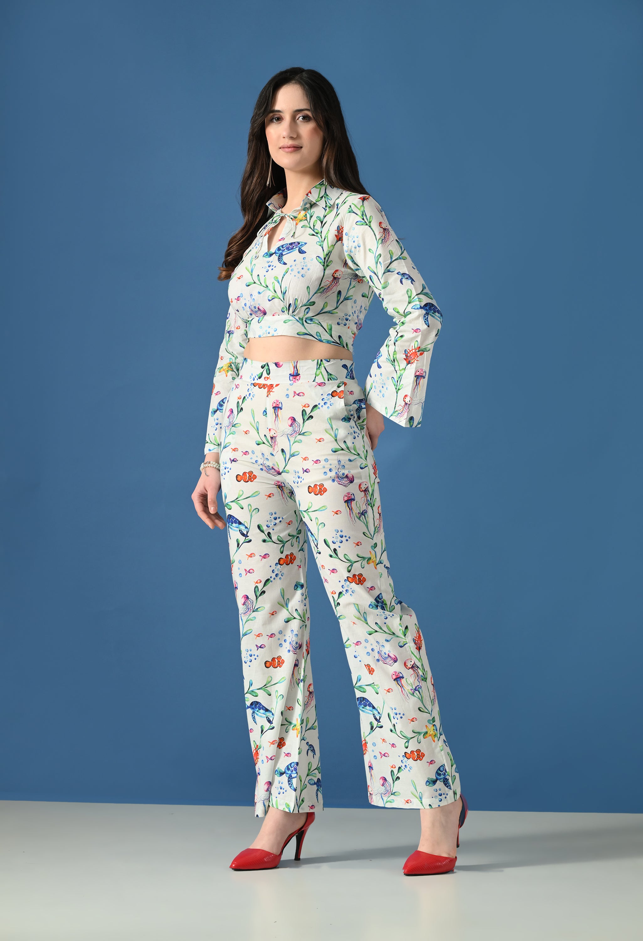 Ocean Bloom Printed Co-Ord Set for Women