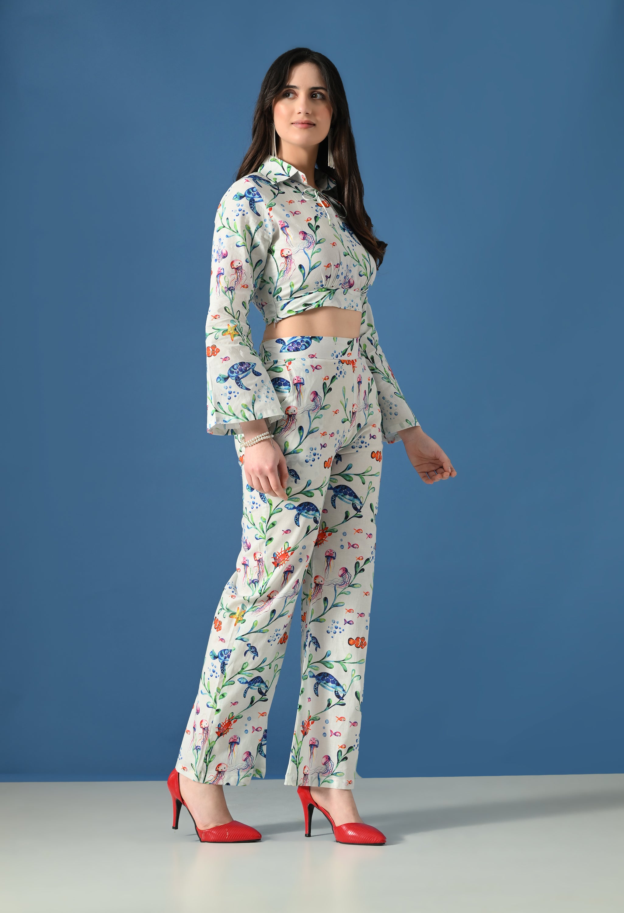 Ocean Bloom Printed Co-Ord Set for Women