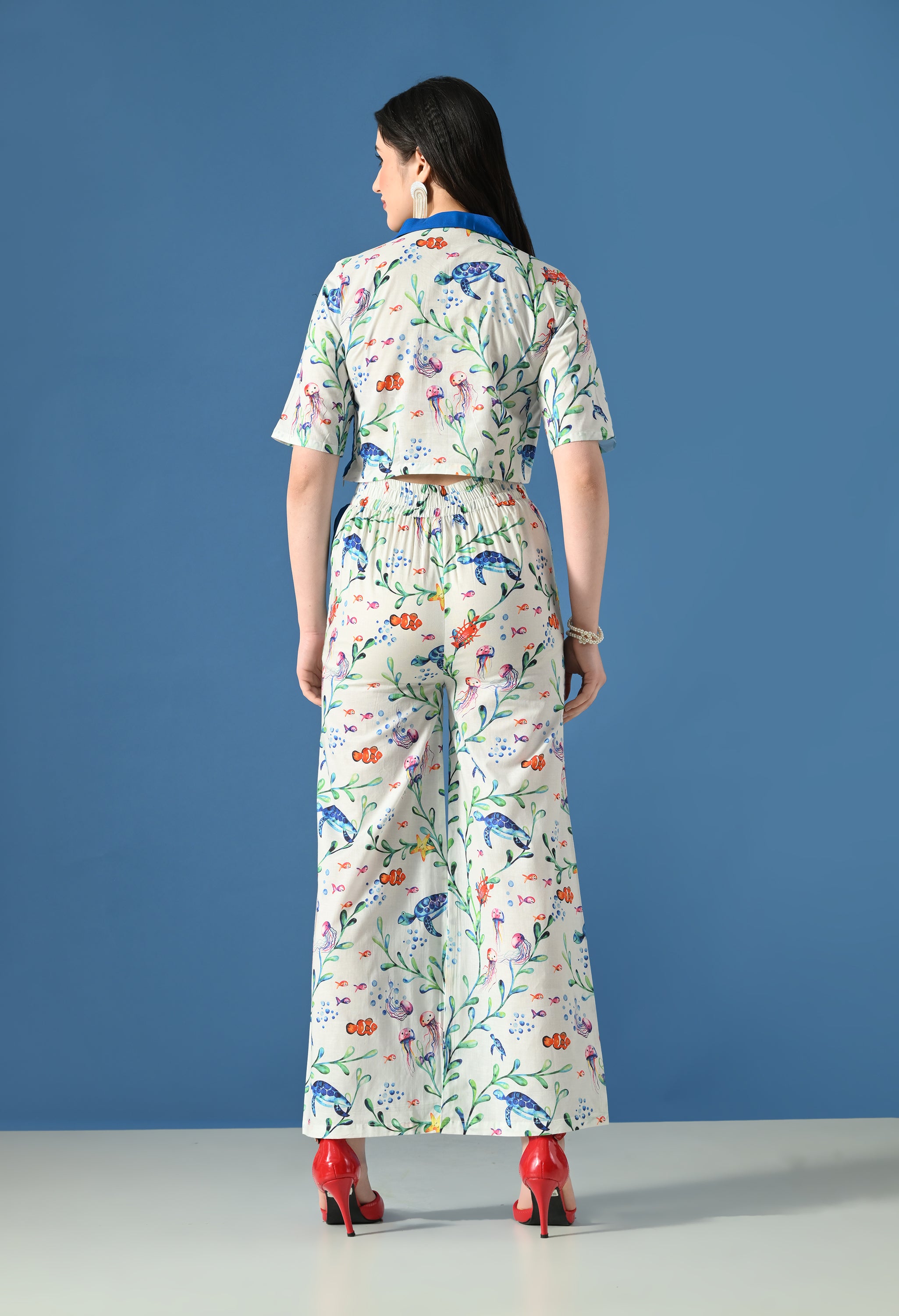 Blue Coral Printed Co-Ord Set for Women