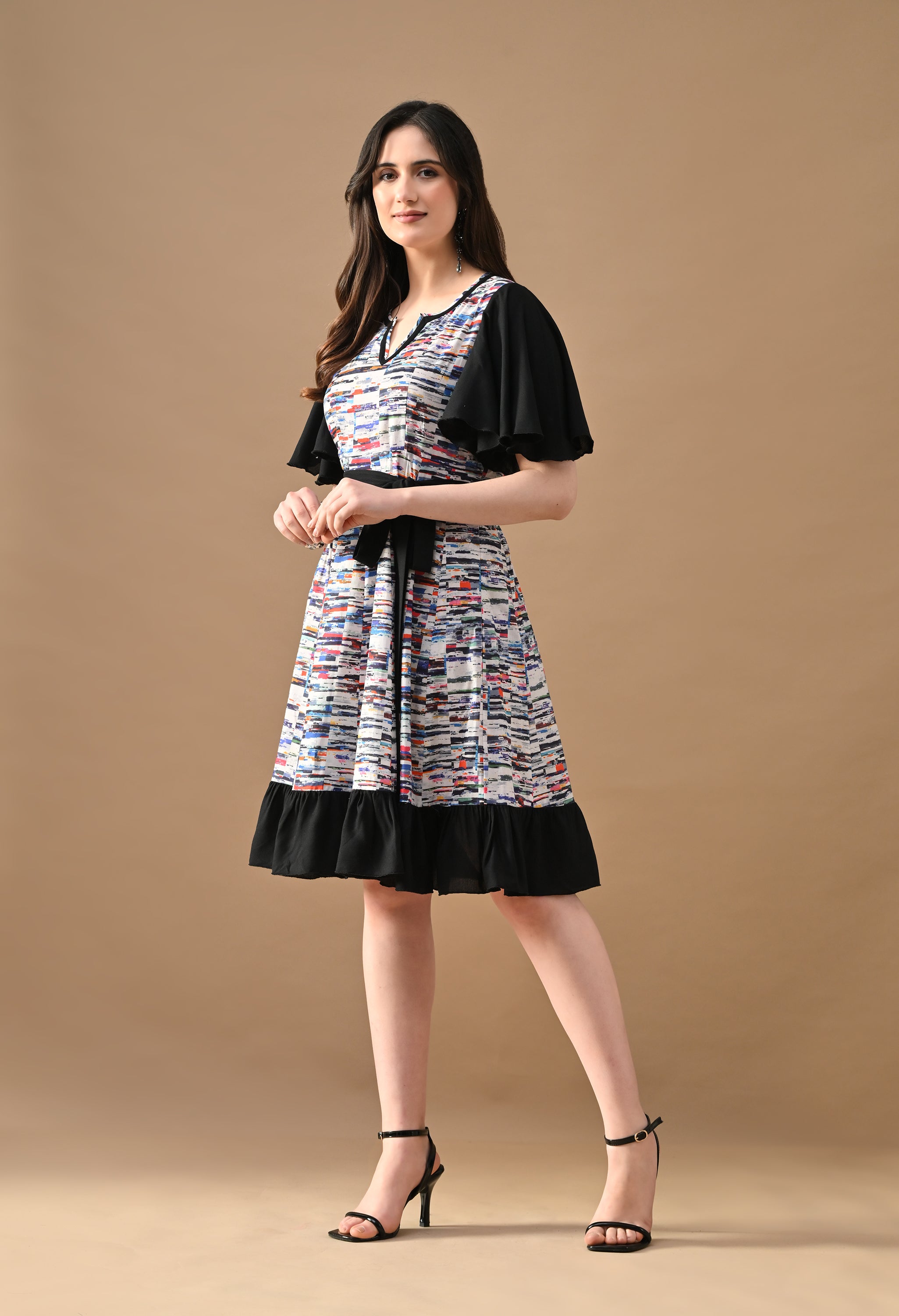 Ethnoza Women’s Printed Fit & Flare Dress – Stylish Casual Wear