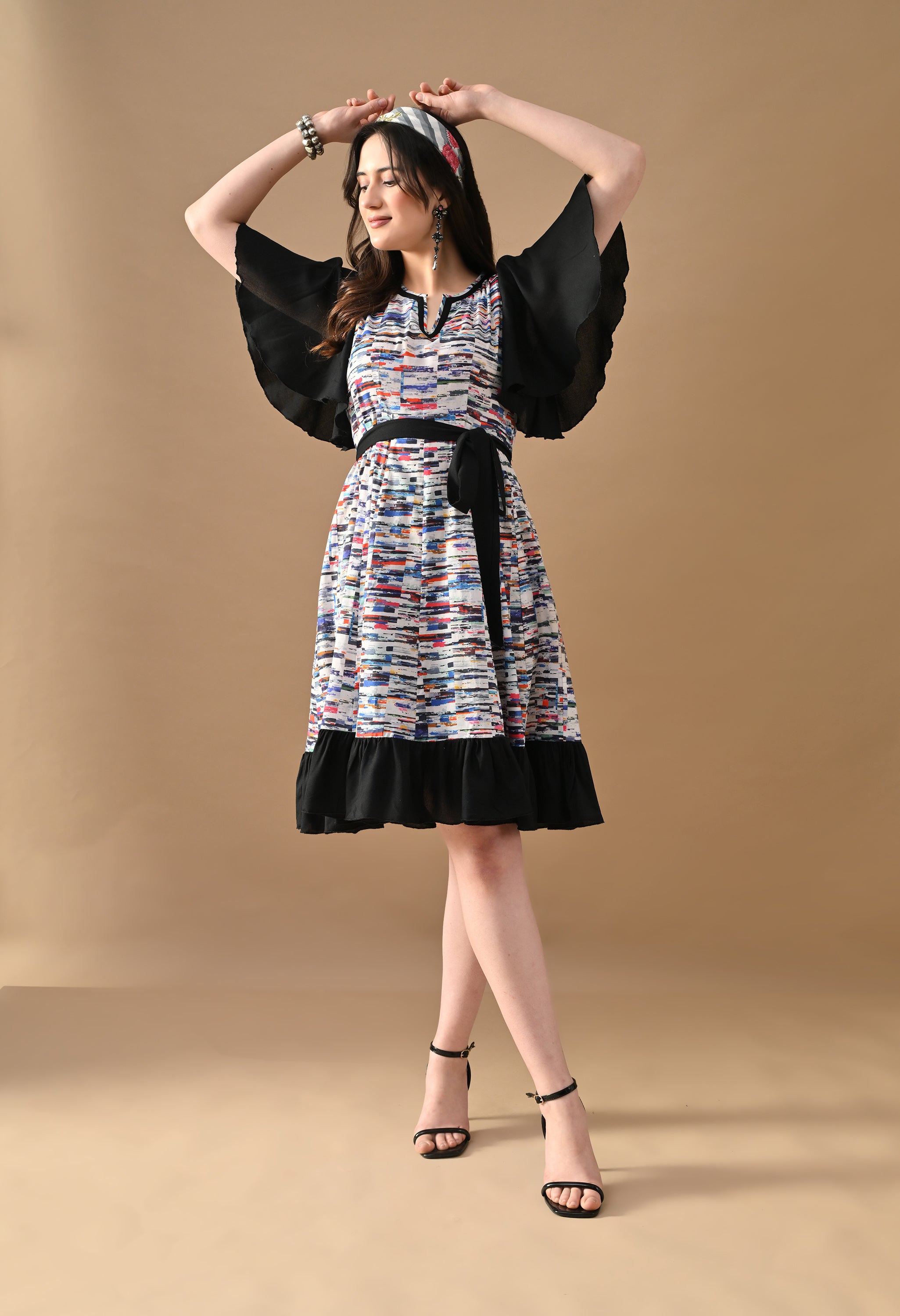 Ethnoza Women’s Printed Fit & Flare Dress – Stylish Casual Wear