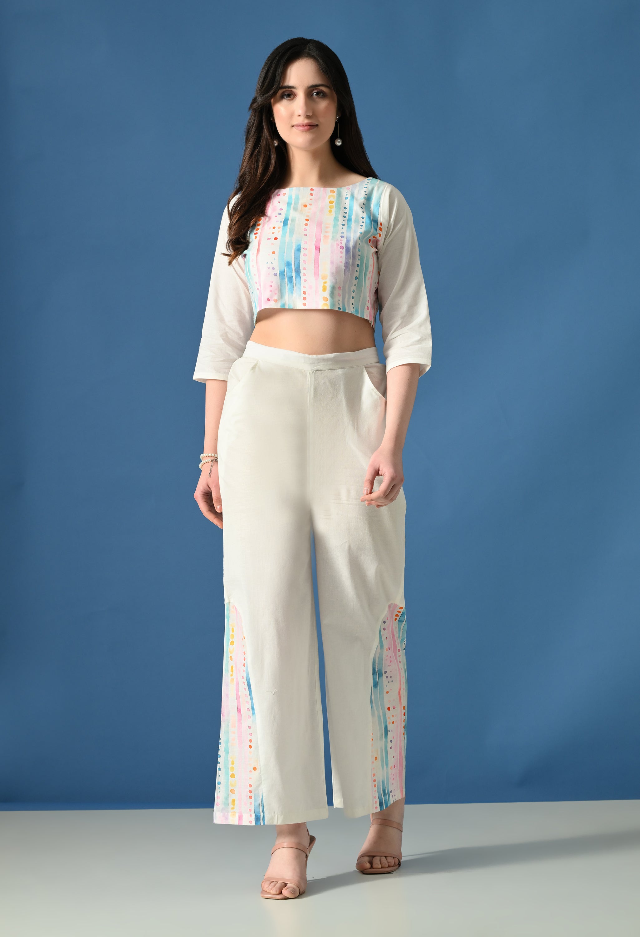 Pastel Edit Printed Crop Top & Trouser Co-Ord Set