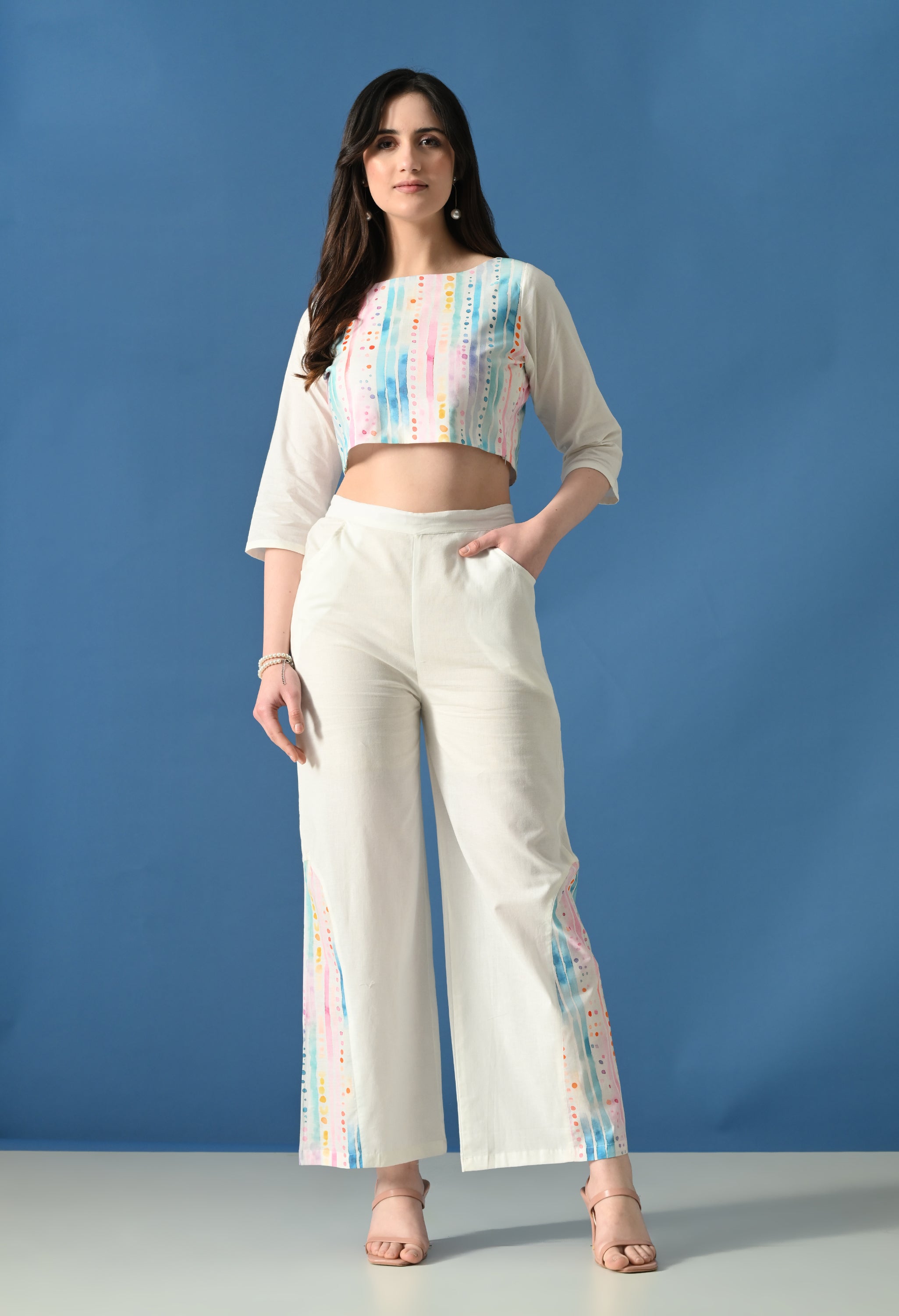 Pastel Edit Printed Crop Top & Trouser Co-Ord Set