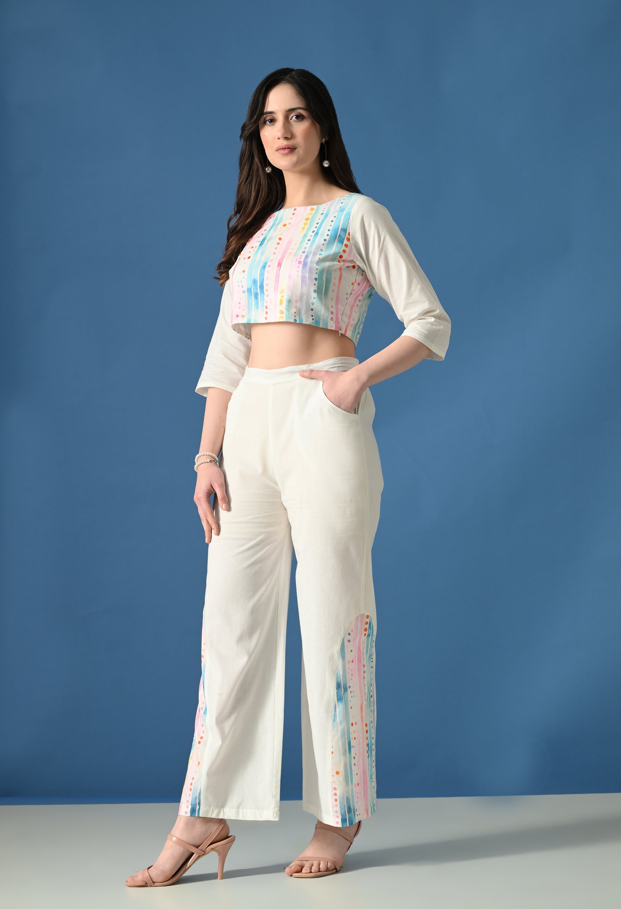 Pastel Edit Printed Crop Top & Trouser Co-Ord Set