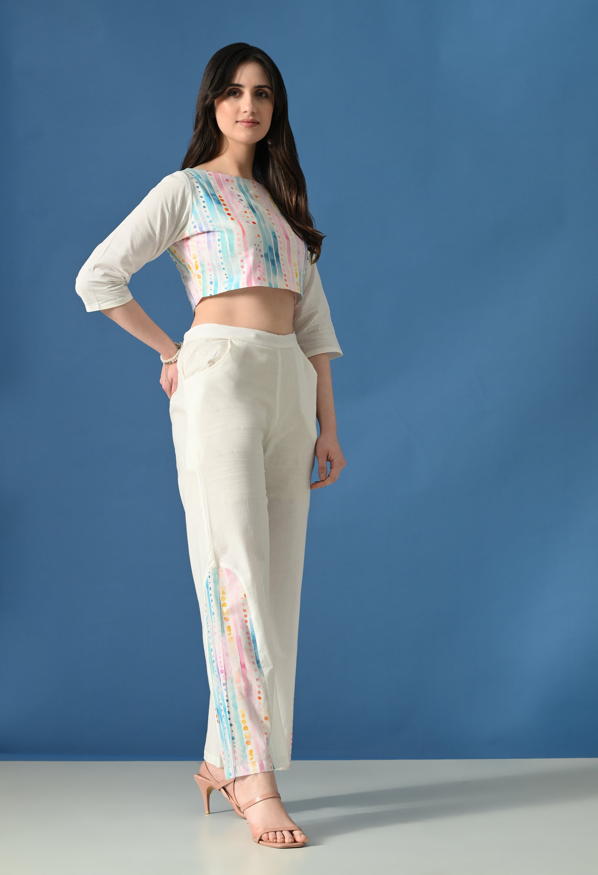 Pastel Edit Printed Crop Top & Trouser Co-Ord Set