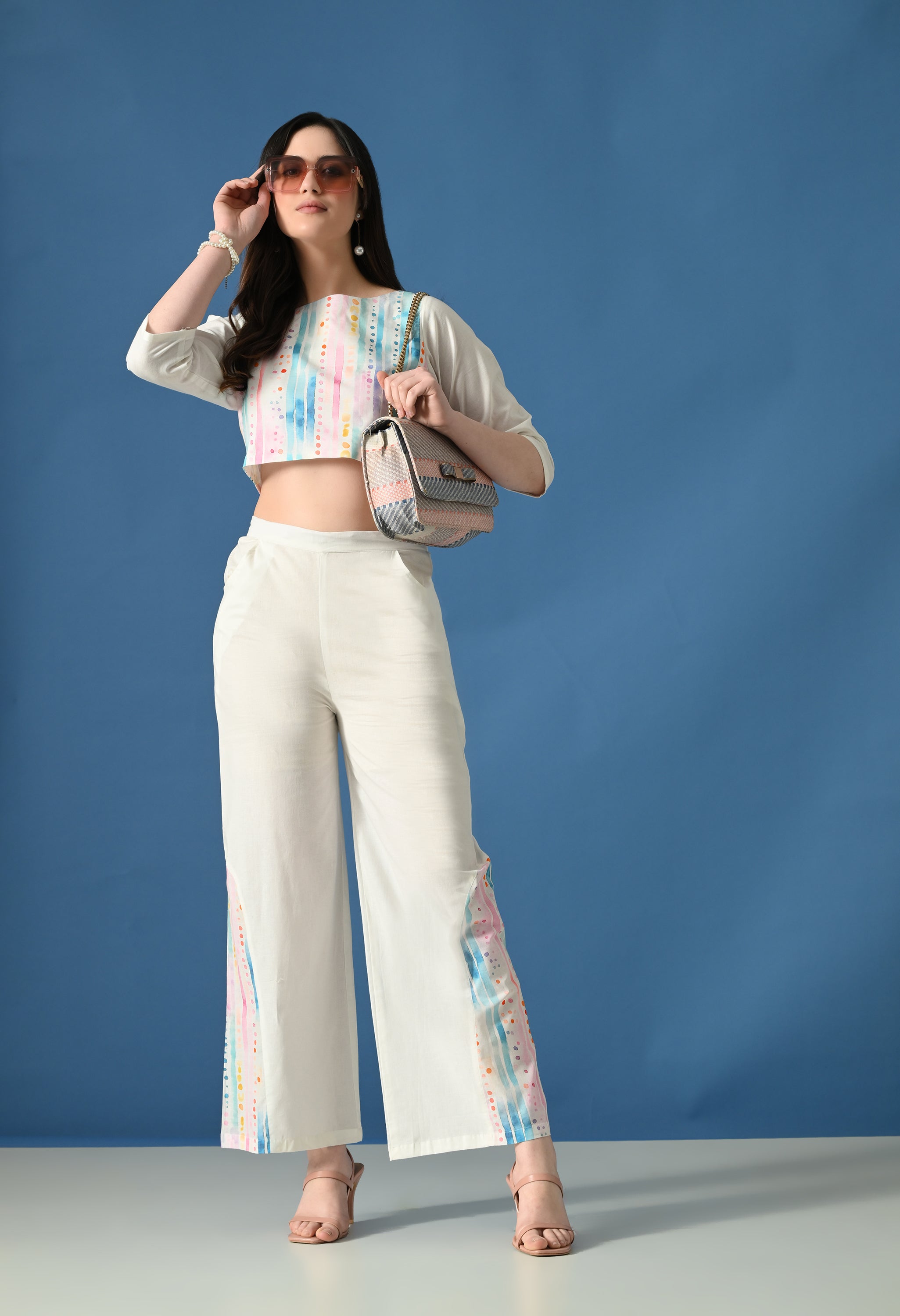 Pastel Edit Printed Crop Top & Trouser Co-Ord Set