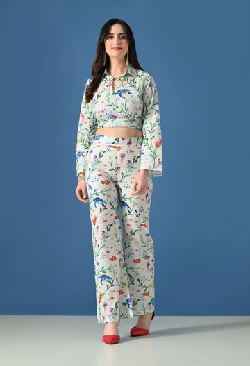 Ocean Bloom Printed Co-Ord Set for Women