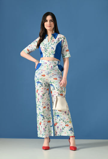 Blue Coral Printed Co-Ord Set for Women