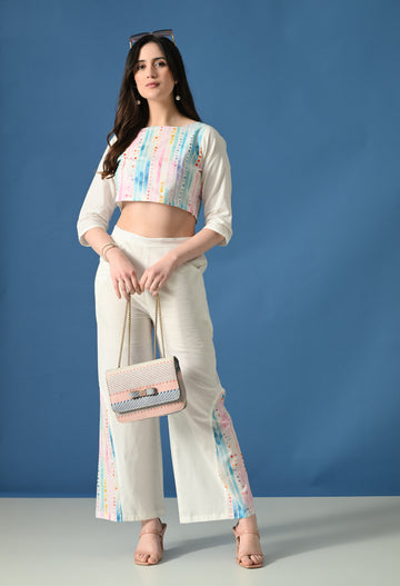 Pastel Edit Printed Crop Top & Trouser Co-Ord Set