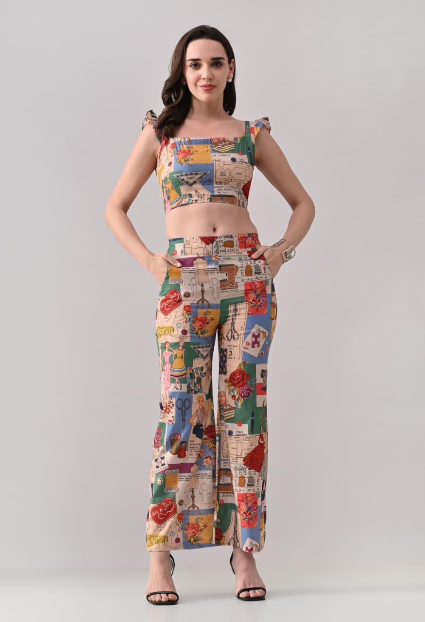 Art Patch Two-Piece Co-Ord Set for Women