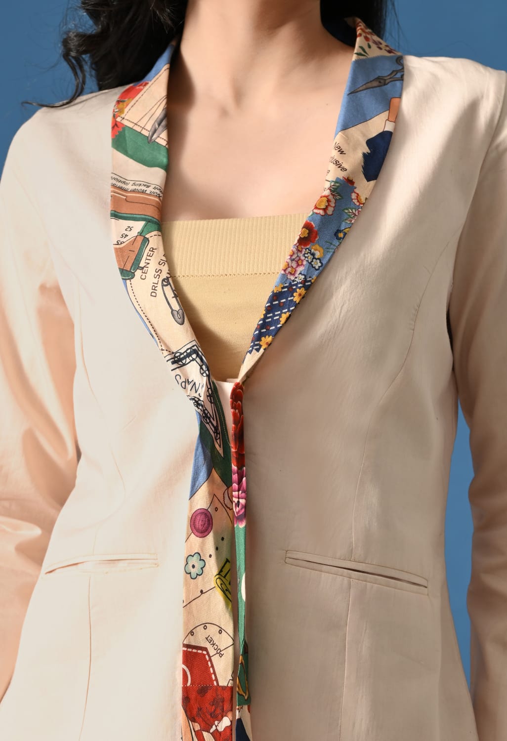 Art Story Print Mix Blazer Set for Women | Designer Co-Ord Suit with Flared Pants