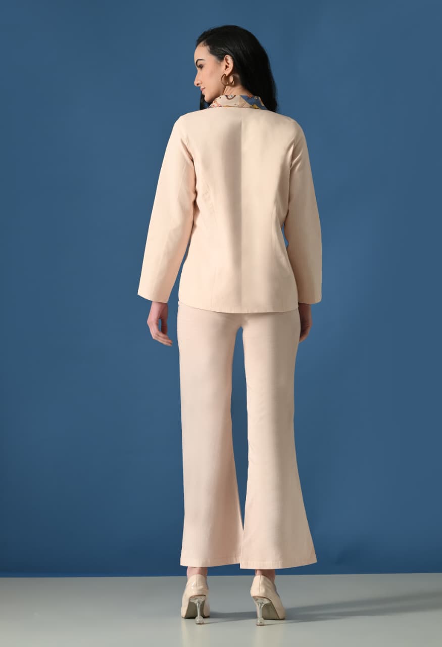 Art Story Print Mix Blazer Set for Women | Designer Co-Ord Suit with Flared Pants